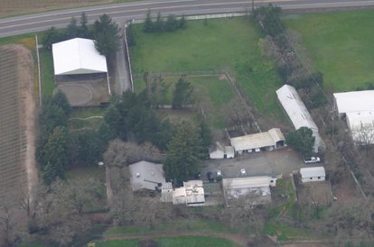 An aerial view of a farm
